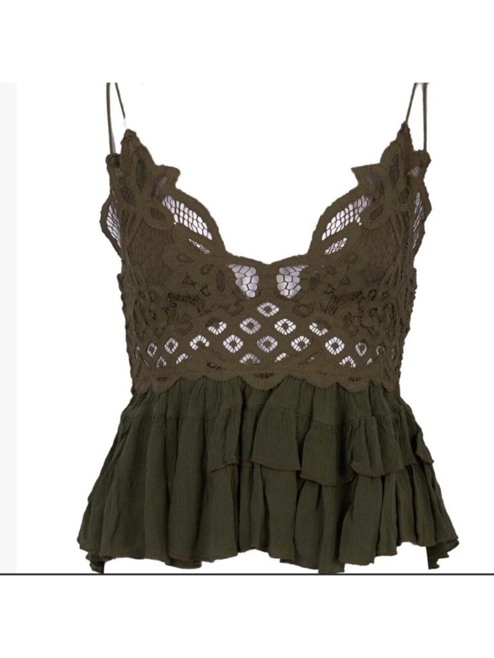 Women's Free People Adella Cami In Olive Sparrow NWT size XS
